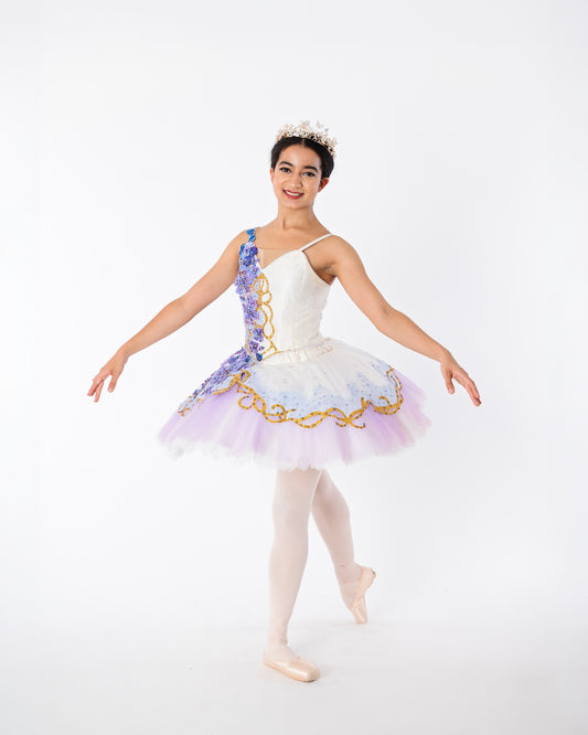 White & Purple Flower Tutu Rental - Adult S/M
